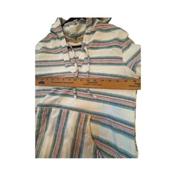 Roxy Baja Hoodie L | Woven Cotton Pullover | Boho Surf Drug Rug | Made in India - Picture 8 of 9